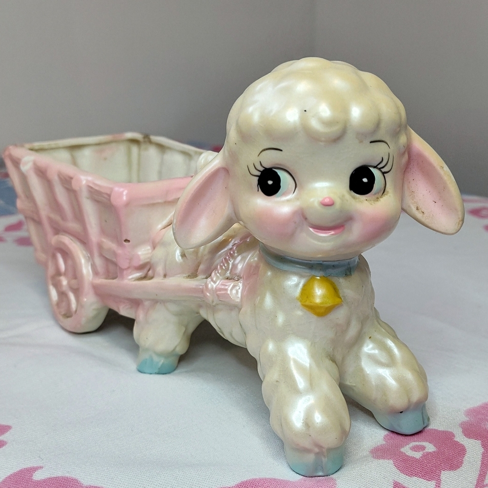 National Potteriest Antique Ceramic Glazed Lamb Pottery